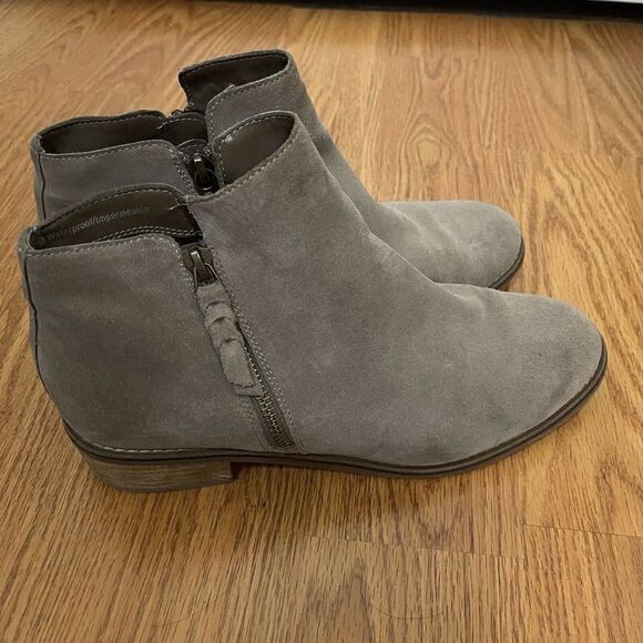 BLONDO neutral suede leather tan side zip waterproof ankle boots size US 9.5 - Picture 2 of 9